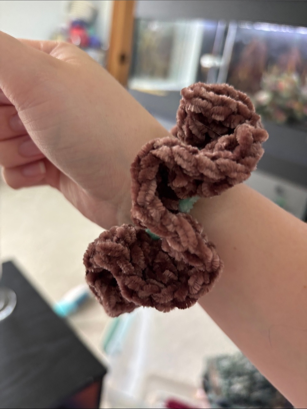 Handmade Crochet Velvet Srunchie - Picture 2 of 2